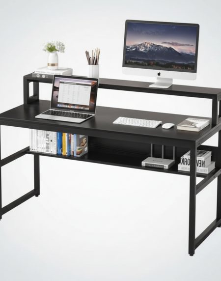 Computer Desk with Shelves and Monitor Stand - Image 3